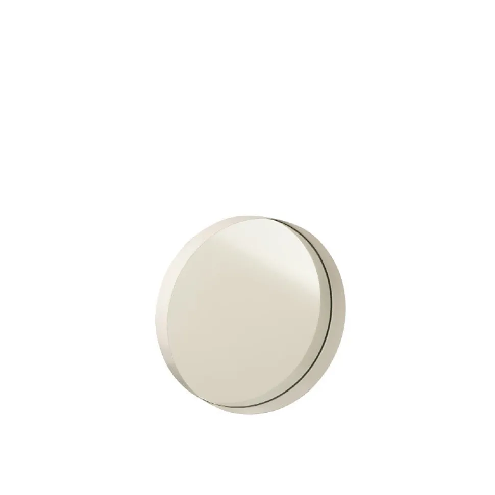 Miroir rond avec bord en métal blanc 30x30x5 cm