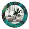Miroir Rond Cadre Verre Imprimé Wallfluent fi50 cm Marbre Émeraude Petit Modèle Tendance Design Glamour
