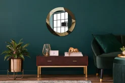 Miroir Rond Cadre Verre Imprimé Wallfluent fi60 cm Abstraction Moderne Standard Modèle Tendance Design Glamour