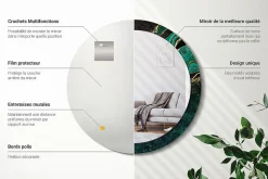 Miroir Rond Cadre Verre Imprimé Wallfluent fi90 cm Vert Marbre Grand Modèle Tendance Design Glamour