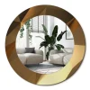 Miroir Rond Cadre Verre Trempé Motif Wallfluent fi50 cm Motif Géométrique Effet Agrandissant Style Moderne