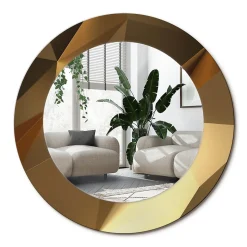 Miroir Rond Cadre Verre Trempé Motif Wallfluent fi50 cm Motif Géométrique Effet Agrandissant Style Moderne