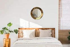 Miroir Rond Cadre Verre Trempé Motif Wallfluent fi50 cm Motif Géométrique Effet Agrandissant Style Moderne