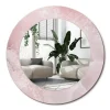 Miroir Rond Cadre Verre Trempé Motif Wallfluent fi50 cm Pierre Rose Effet Agrandissant Style Moderne