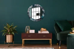 Miroir Rond Cadre Verre Trempé Motif Wallfluent fi60 cm Mer Agitée Effet Agrandissant Style Moderne