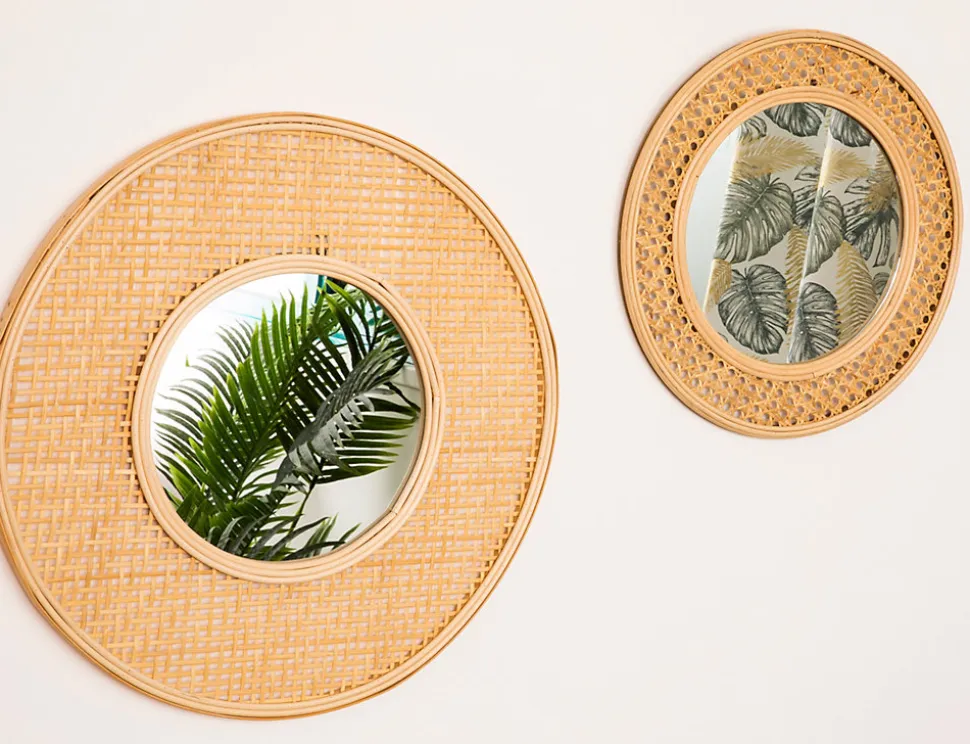 Miroir rond Canne en bambou Ø50 cm Deco & Co