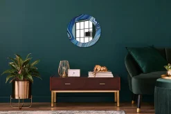 Miroir Rond Décoratif Cadre Imprimé Wallfluent fi50 cm Rivière De Marbre Tendance Intemporelle Chambre Salon