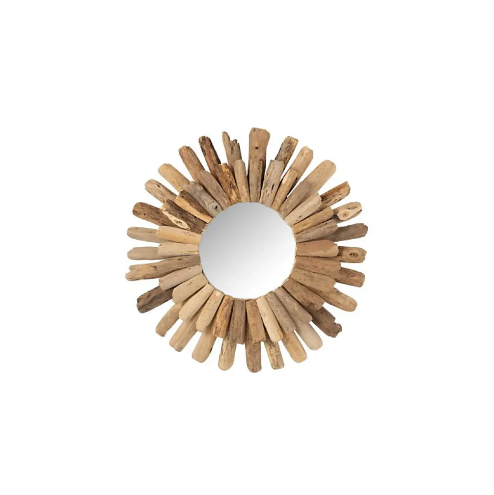 Miroir rond en bois flotté 52x52cm