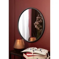 Miroir rond en métal noir D.50 cm