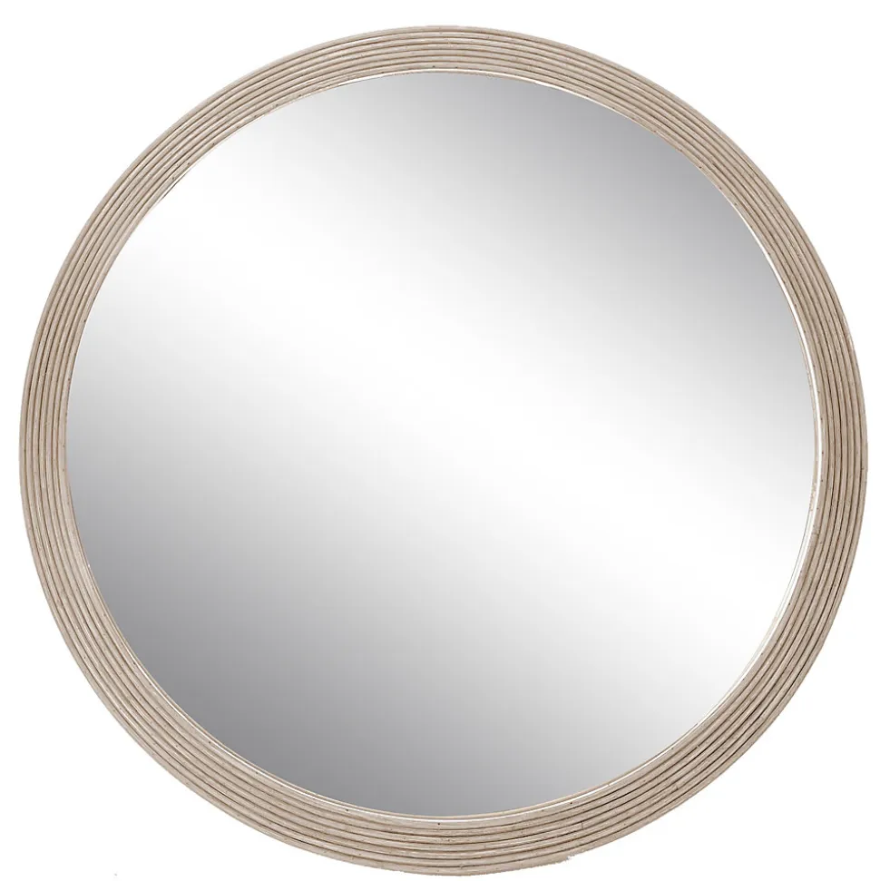 Miroir rond en rotin beige Ø40cm Ornami Promo