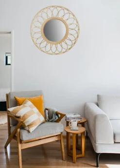 Miroir rond en rotin naturel Ø56 cm Deko & co