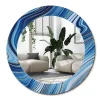 Miroir Rond Grand Cadre Imprimé Wallfluent fi90 cm Rivière De Marbre Tendance Intemporelle Chambre Salon