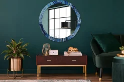 Miroir Rond Grand Cadre Imprimé Wallfluent fi90 cm Rivière De Marbre Tendance Intemporelle Chambre Salon