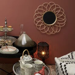 Miroir Rosace en rotin - Diam 56 cm