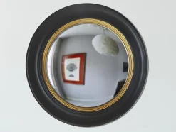 Miroir sorcière en bois de paulownia - D. 66 cm - Noir et doré effet laiton - FRANKLIN