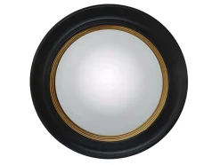 Miroir sorcière en bois de paulownia - D. 66 cm - Noir et doré effet laiton - FRANKLIN