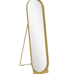 Miroir sur pied design métal doré dim. 40 x 160 cm autoportant ou à adosser