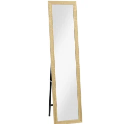 Miroir sur pied et mural rectangulaire dim. 37L x 40l x 157H cm piètement métal noir aspect chêne clair