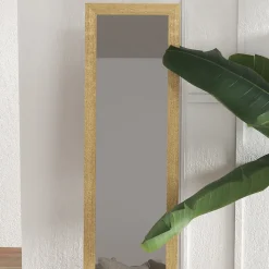 Miroir sur pied et mural rectangulaire dim. 37L x 40l x 157H cm piètement métal noir aspect chêne clair