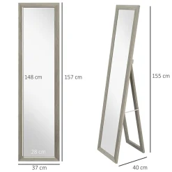 Miroir sur pied et mural rectangulaire dim. 37L x 40l x 157H cm aspect bois gris