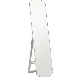 Miroir sur pied ou mural 150 cm avec étagère de rangement, grand miroir arqué pour chambre, entrée ou couloir, blanc
