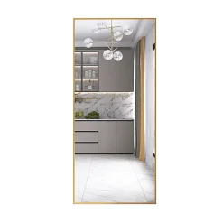 Miroir sur Pied 180x80 cm, Cadre Aluminium Doré, Miroir Mural Moderne à Poser ou Suspendre
