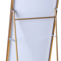 Miroir sur Pied 180x80 cm, Cadre Aluminium Doré, Miroir Mural Moderne à Poser ou Suspendre