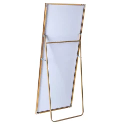 Miroir sur Pied 180x80 cm, Cadre Aluminium Doré, Miroir Mural Moderne à Poser ou Suspendre