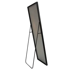 Miroir sur Pied 140x40 cm, Cadre Aluminium Noir, Miroir Mural Moderne à Poser ou Suspendre