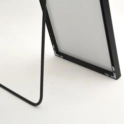 Miroir sur Pied 140x40 cm, Cadre Aluminium Noir, Miroir Mural Moderne à Poser ou Suspendre