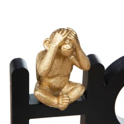 Mot déco Singe - bois et résine - noir - 37 - 3x16 cm - Atmosphera