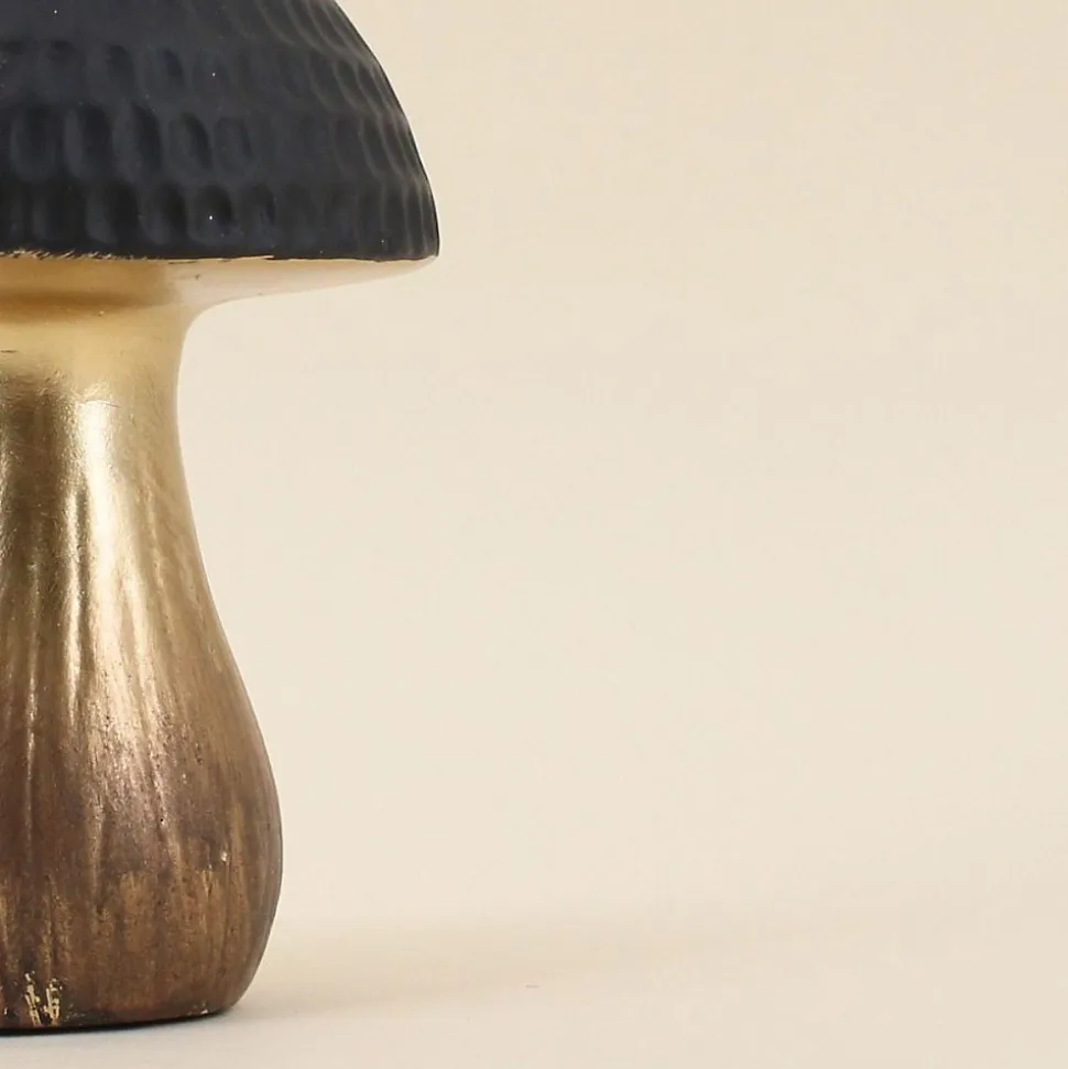 Objet déco champignon doré 17cm