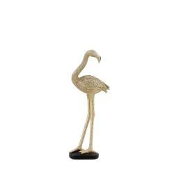 Objet déco flamand rose en polyrésine doré 30cm