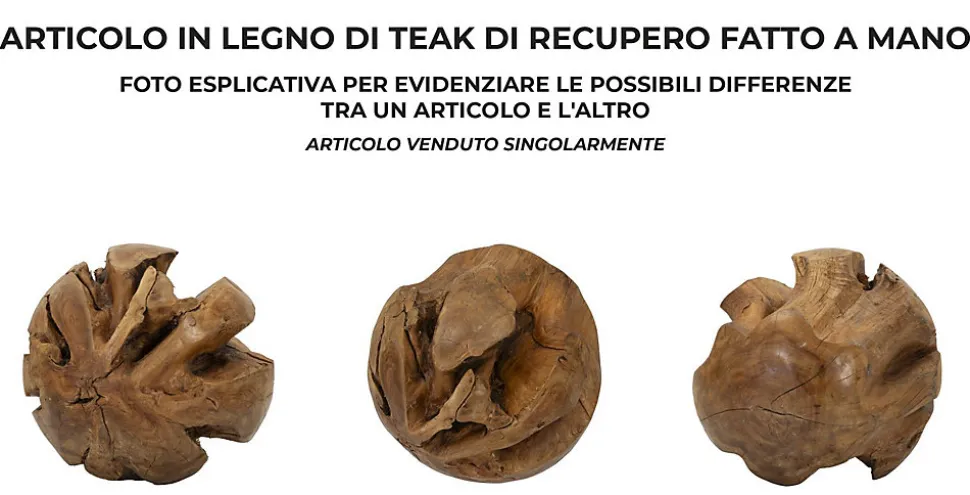 Objet Déco Rond en Teck "Balle" 50cm Naturel