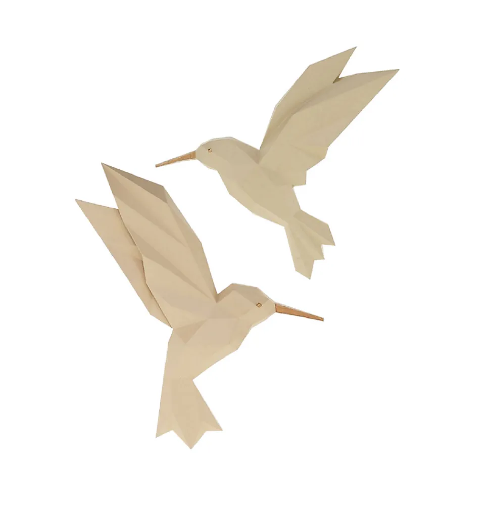 Oiseau décoratif mural design origami 17 x 26/19 x 22cm Emdedesign - lot de 2