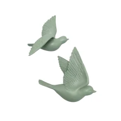 Oiseau décoratif mural vert sauge Emdedesign - lot de 2