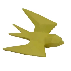 Oiseau fixation murale en résine origami jaune H.13cm Ornami