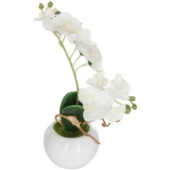 Orchidée artificielle - pot en céramique - H25 cm - Blanc- Atmosphera