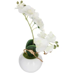 Orchidée artificielle - pot en céramique - H25 cm - Blanc- Atmosphera