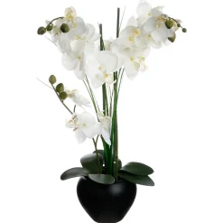 Orchidée artificielle - vase noir en céramique - H53 cm - Atmosphera