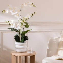 Orchidée artificielle en pot Mick pot en céramique blanc H80cm - Atmosphera
