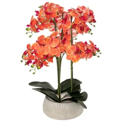 Orchidée artificielle en pot Sanae pot en ciment orange H65cm - Atmosphera