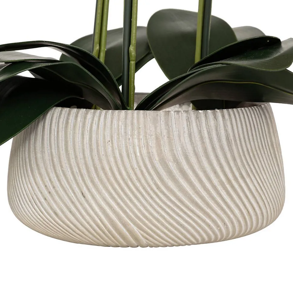 Orchidée artificielle en pot Sanae pot en ciment orange H65cm - Atmosphera