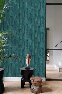 Origin Wallcoverings papier peint feuilles bleu canard - 53 cm x 10.05 m - 347368