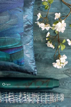 Origin Wallcoverings papier peint feuilles bleu canard - 53 cm x 10.05 m - 347368