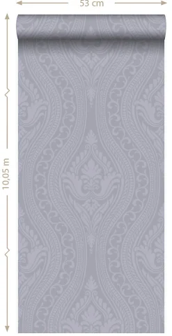 Origin Wallcoverings papier peint ornement violet et gris - 53 cm x 10.05 m - 346631
