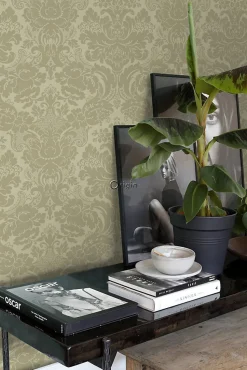 Origin Wallcoverings papier peint ornement kaki - 53 cm x 10.05 m - 347035