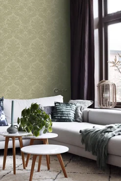 Origin Wallcoverings papier peint ornement kaki - 53 cm x 10.05 m - 347035