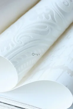 Origin Wallcoverings papier peint à dessin baroque en velours blanc - 53 cm x 10.05 m - 346601