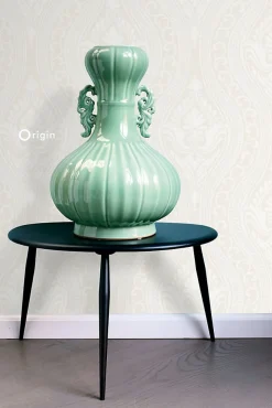 Origin Wallcoverings papier peint à dessin baroque en velours blanc - 53 cm x 10.05 m - 346601